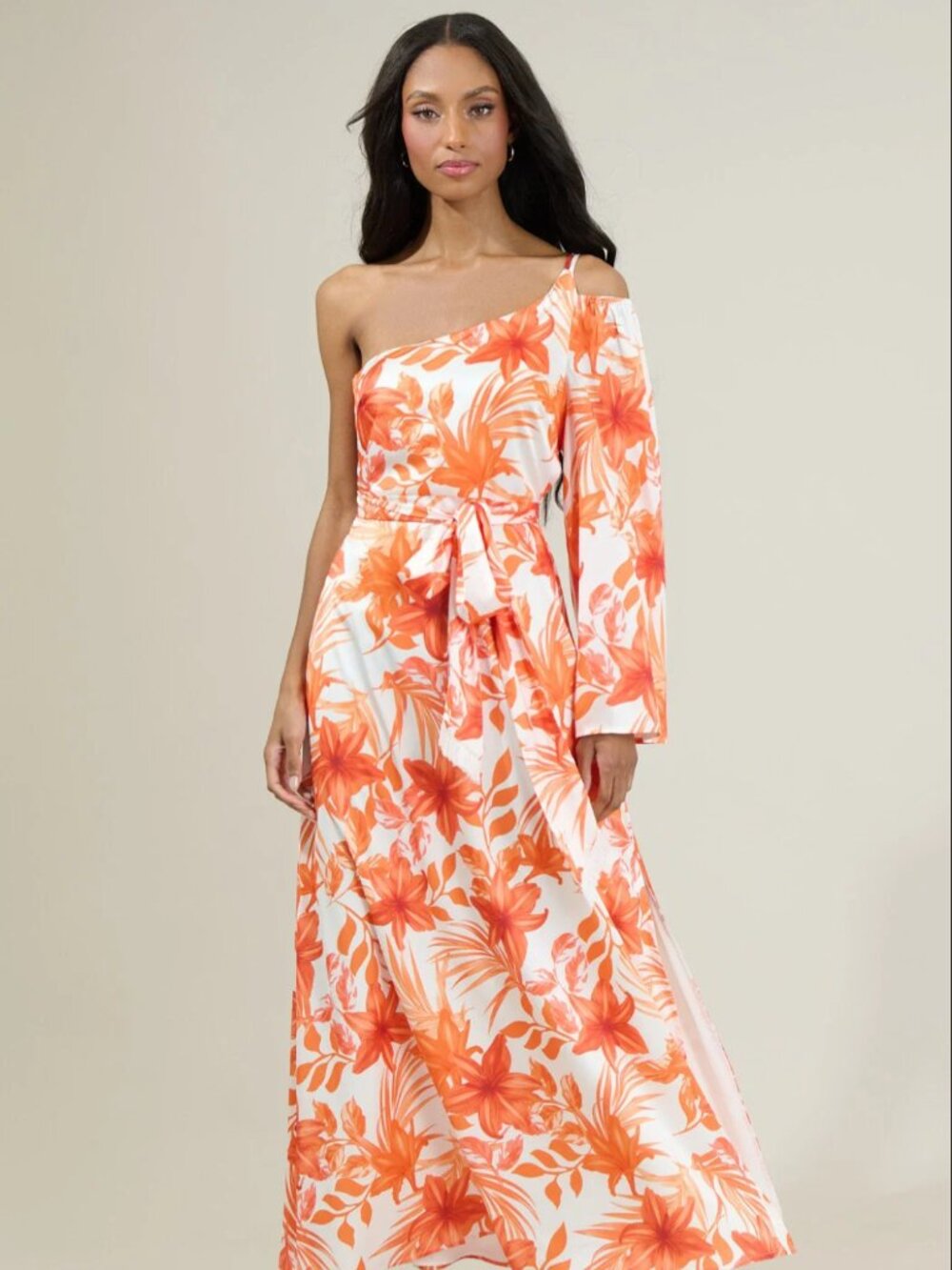 Sugarlips One Shoulder Floral Satin Dress